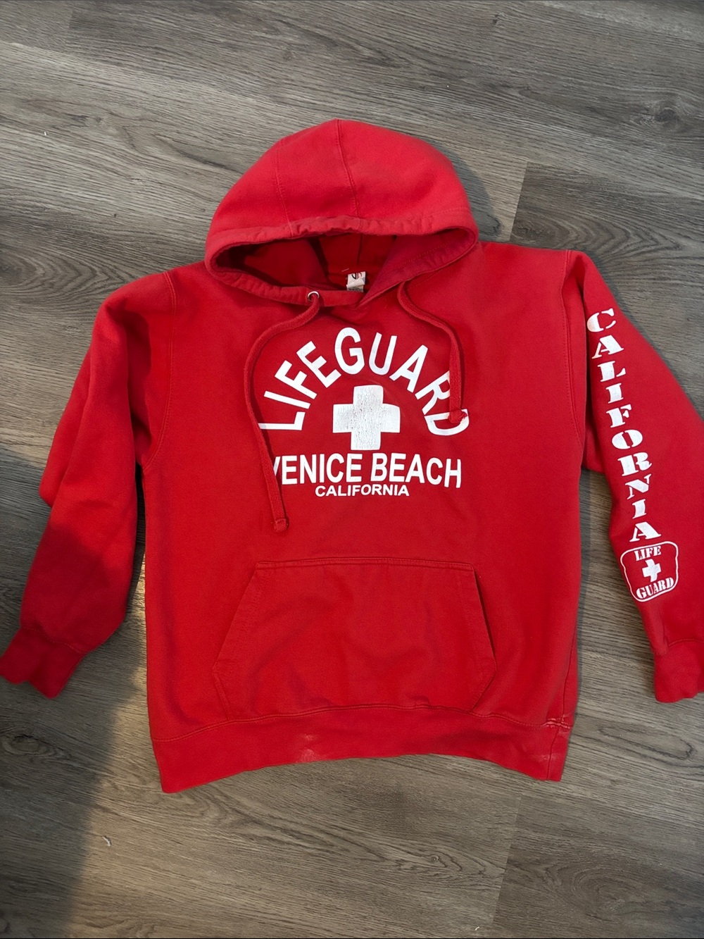 VTG Just Apparel Co. Venice Beach California Red Lifeguard Hoodie Souvenir